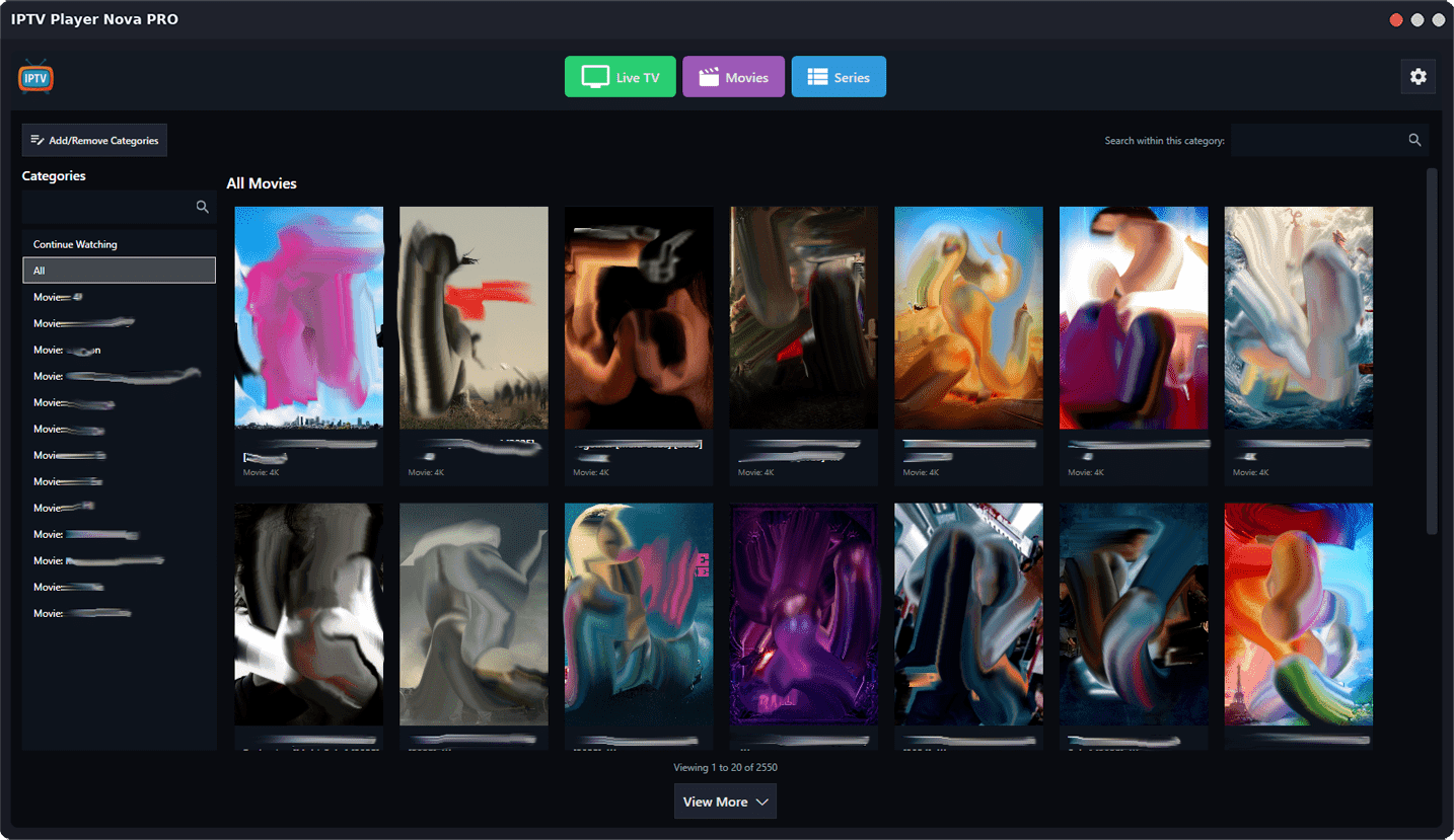 IPTV Player Nova PRO interface preview